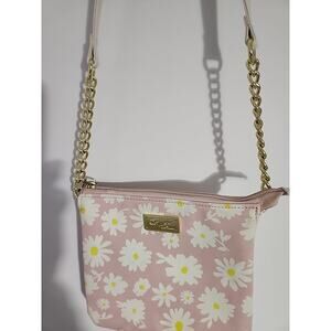 Luv Betsey Johnson Small Crossbody Purse Pink Floral Gold Chain Daisy Handbag